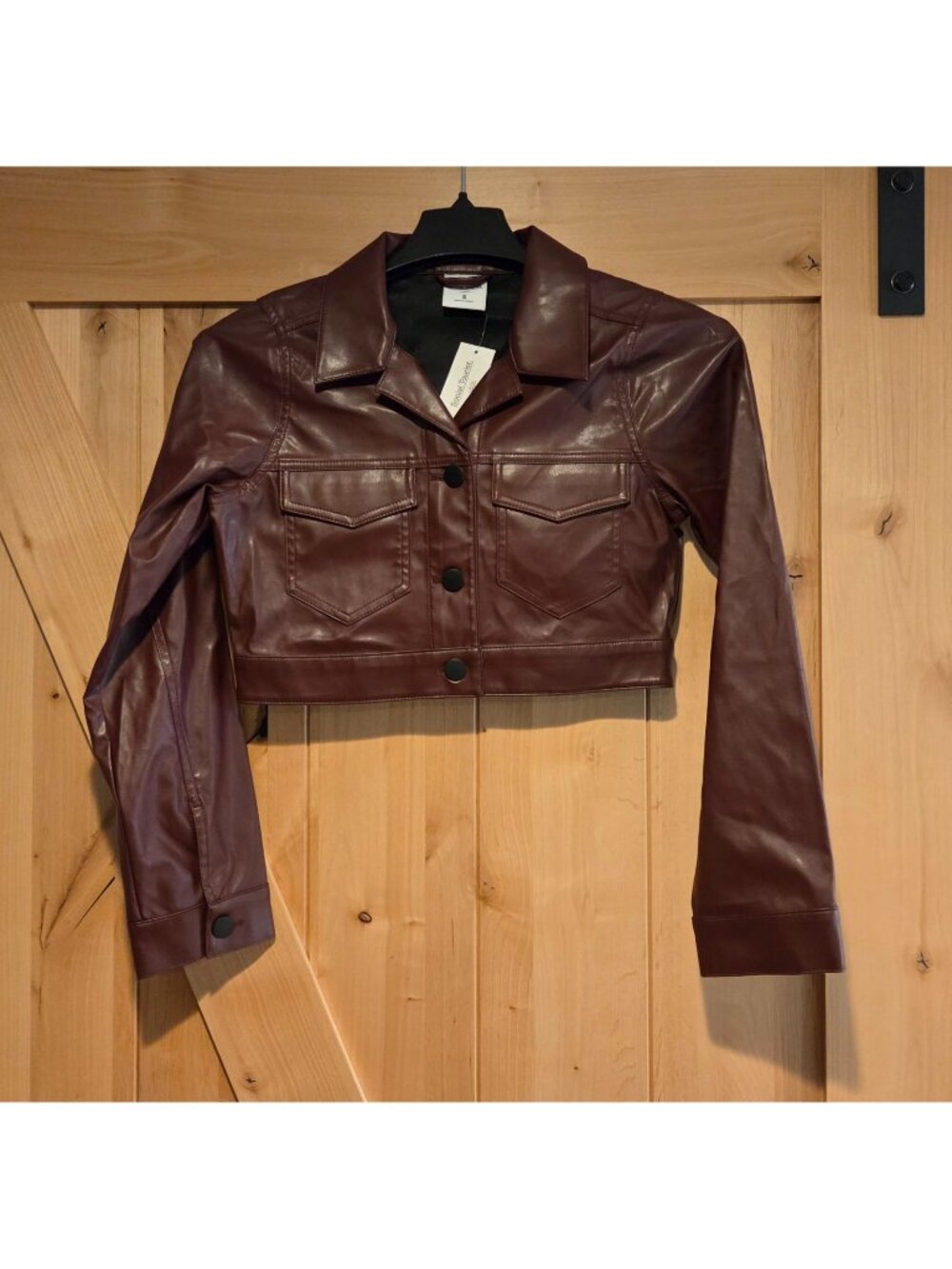 New! Hollister Social Tourist Size S Burgundy Faux Leather Jacket Short